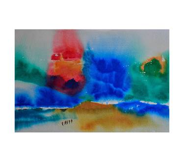 Nature merging in clouds, Miniatures,  Landscape abstract -175 thumb