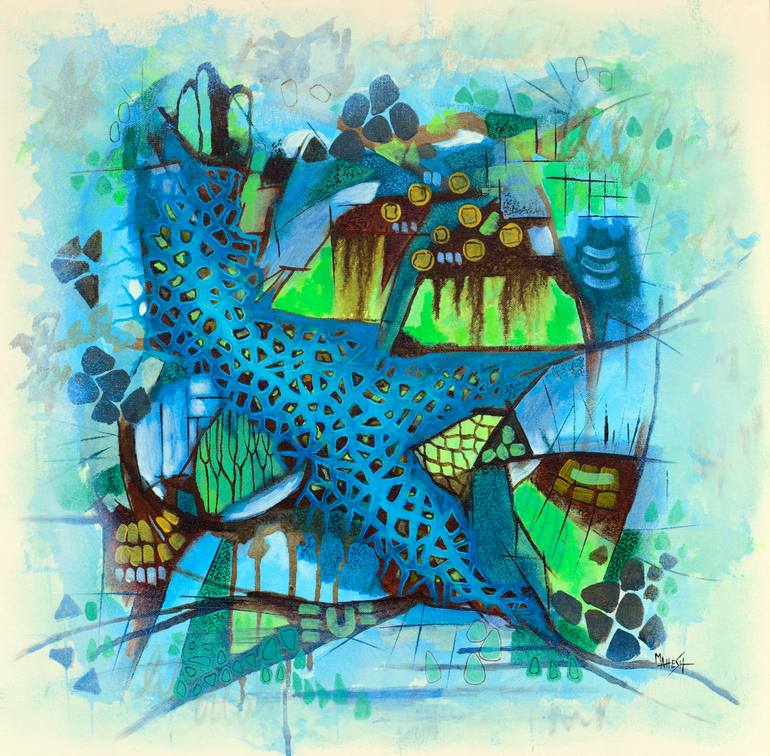 Wild Rock Flowers, (279)-Nature landscape abstract Painting by