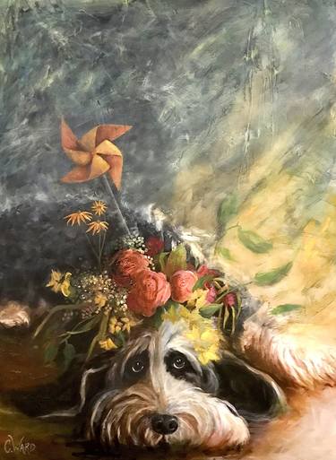 Original Fine Art Dogs Paintings by Carolyn Ward
