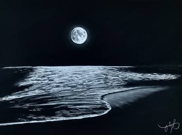 night seascape with full moon thumb