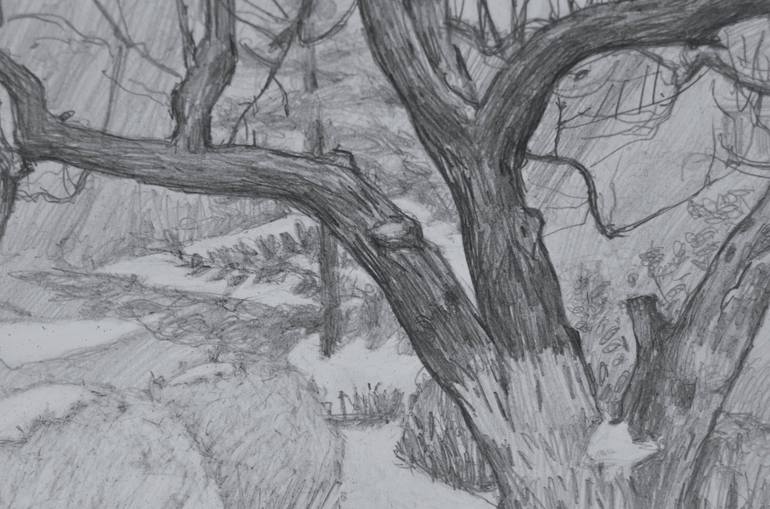 Original Conceptual Landscape Drawing by Hennadii Volokitin