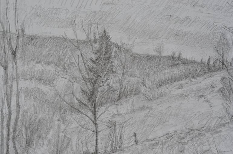 Original Conceptual Landscape Drawing by Hennadii Volokitin