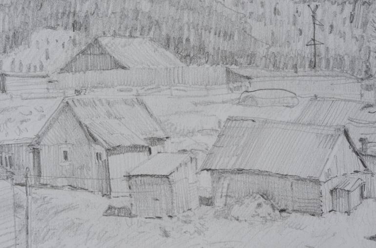 Original Expressionism Landscape Drawing by Hennadii Volokitin