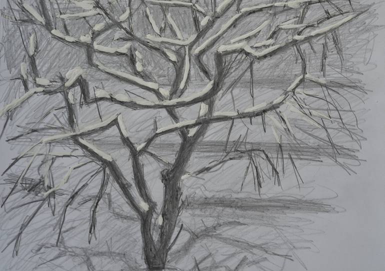 Original Expressionism Tree Drawing by Hennadii Volokitin
