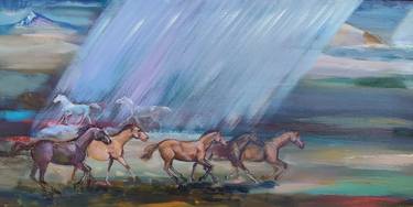 Galloping horses in the rain thumb