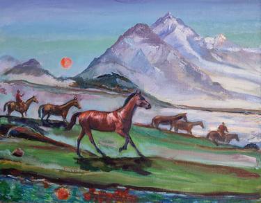Original Illustration Horse Paintings by Ravil Abdulov
