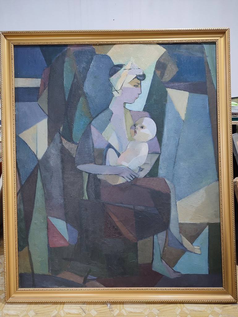 Original Cubism Family Painting by Ravil Abdulov