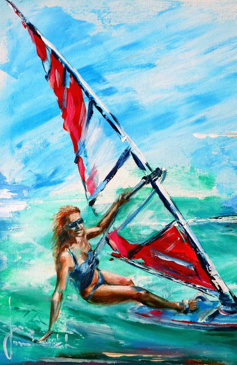 Original Sailboat Painting by Igor Fominykh
