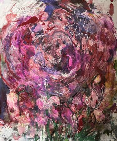 Original Abstract Expressionism Floral Mixed Media by Gay Cox
