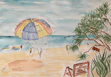 Original Illustration Beach Paintings by Nazira Nildi