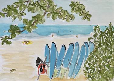 Print of Contemporary Beach Paintings by Nazira Nildi