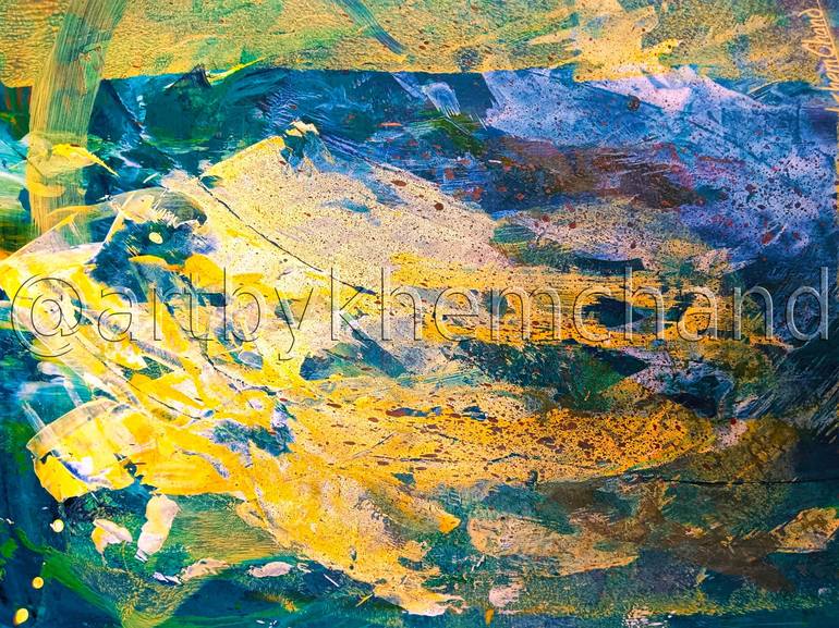 Original Abstract Expressionism Abstract Painting by Khem Chand