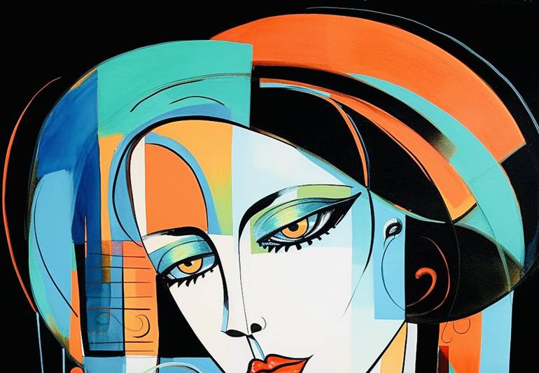 Original Art Deco Abstract Painting by Percy Rivera