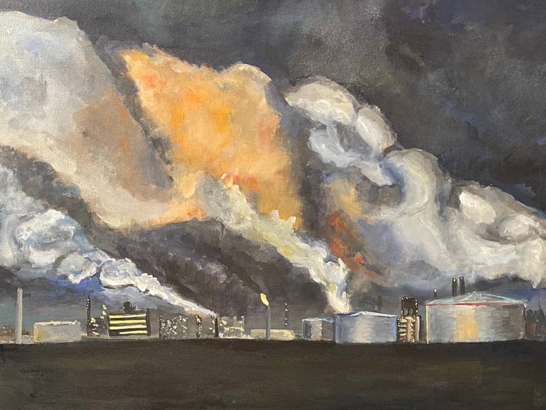 Original Landscape Painting by Norman Burnham | Contemporary Art on Canvas | One Flare Can Light Up the Night Sky