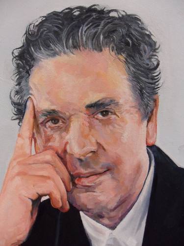 Charles Saatchi, oil painting on box canvas, metre square. thumb