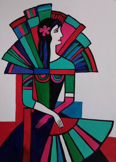 Original Abstract Women Painting by Elena Simonova