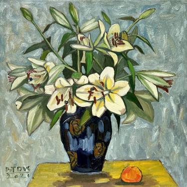 Still life lilies with oranges thumb