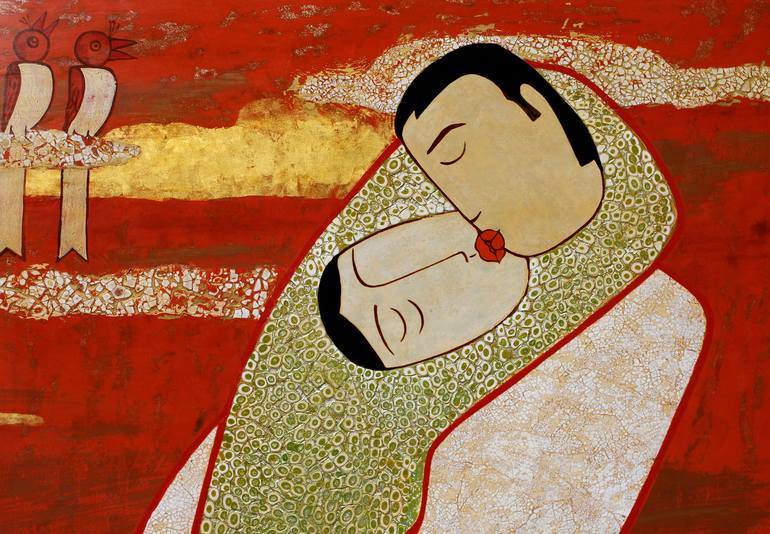 Original Figurative Family Painting by Du Bui Trong