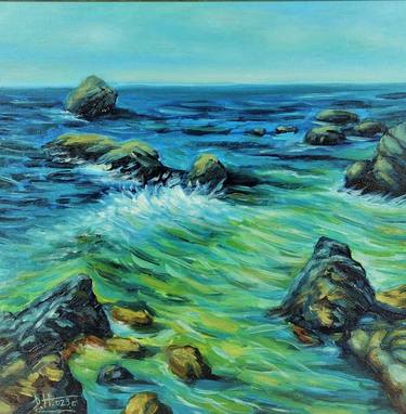 Lazure coast, Original realistic painting, Oil canvas thumb
