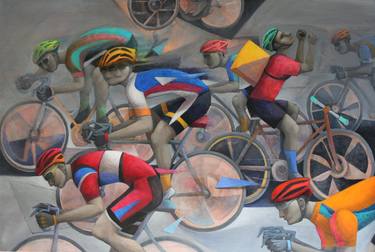 Original Figurative Bicycle Paintings by Hector Acevedo