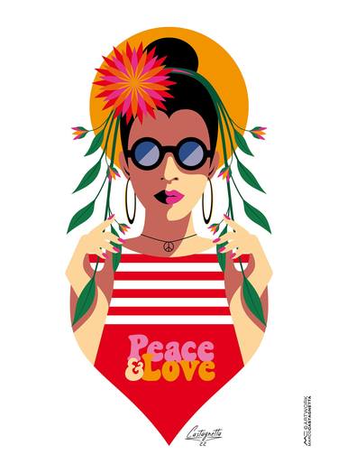 Flower Child / Hippie Woman - Poster 120 gr thumb