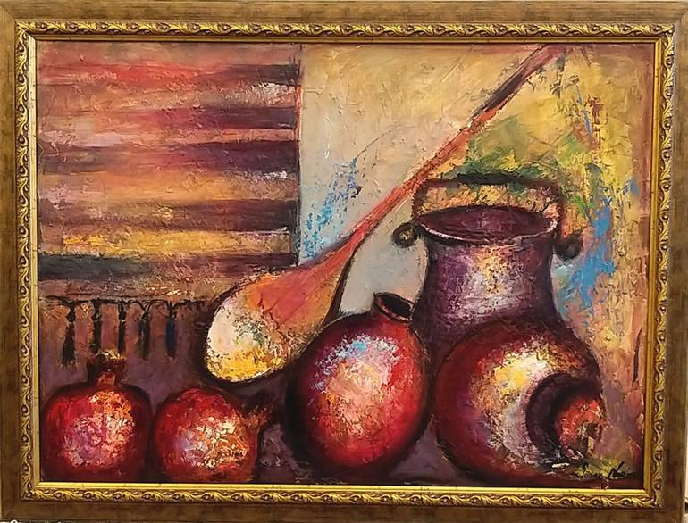 Original Abstract Expressionism Still Life Painting by Gunay Mirzayeva