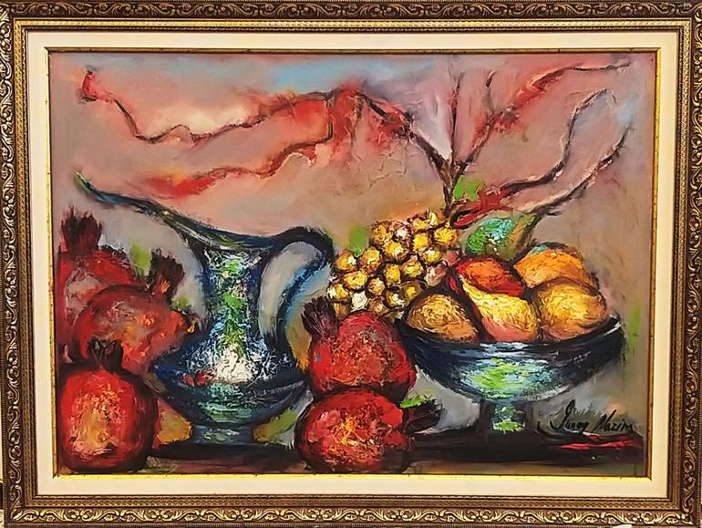 Original Abstract Expressionism Still Life Painting by Gunay Mirzayeva