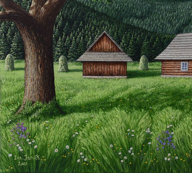 Original Folk Landscape Painting by Ivana Janiková