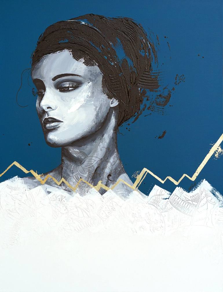 Original Women Mixed Media by Alex Veek | Abstract Art on Canvas | "Your Dreams Are Here to Set You Free"
