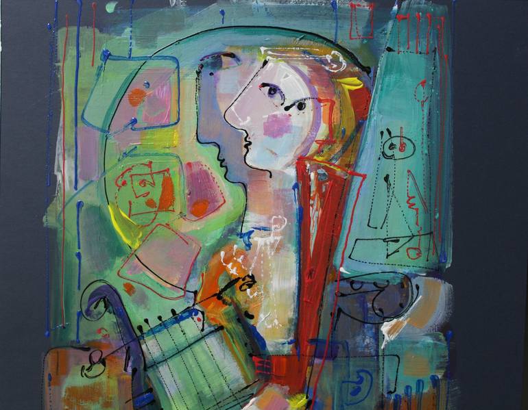 Original Abstract Expressionism Women Painting by Konstantinos Efimidis