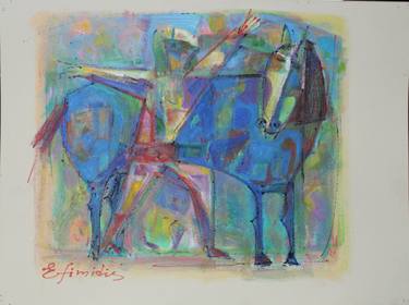 Original Abstract Expressionism Horse Paintings by Konstantinos Efimidis