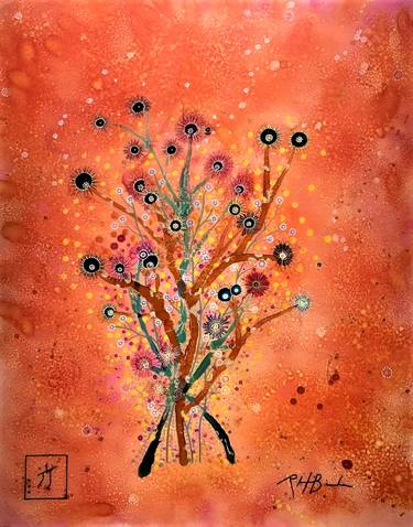 Print of Art Deco Floral Mixed Media by Timos Tim