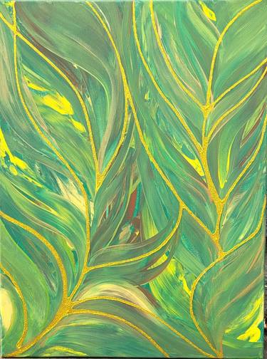 "Green leaves" Acrylic painting on canvas thumb