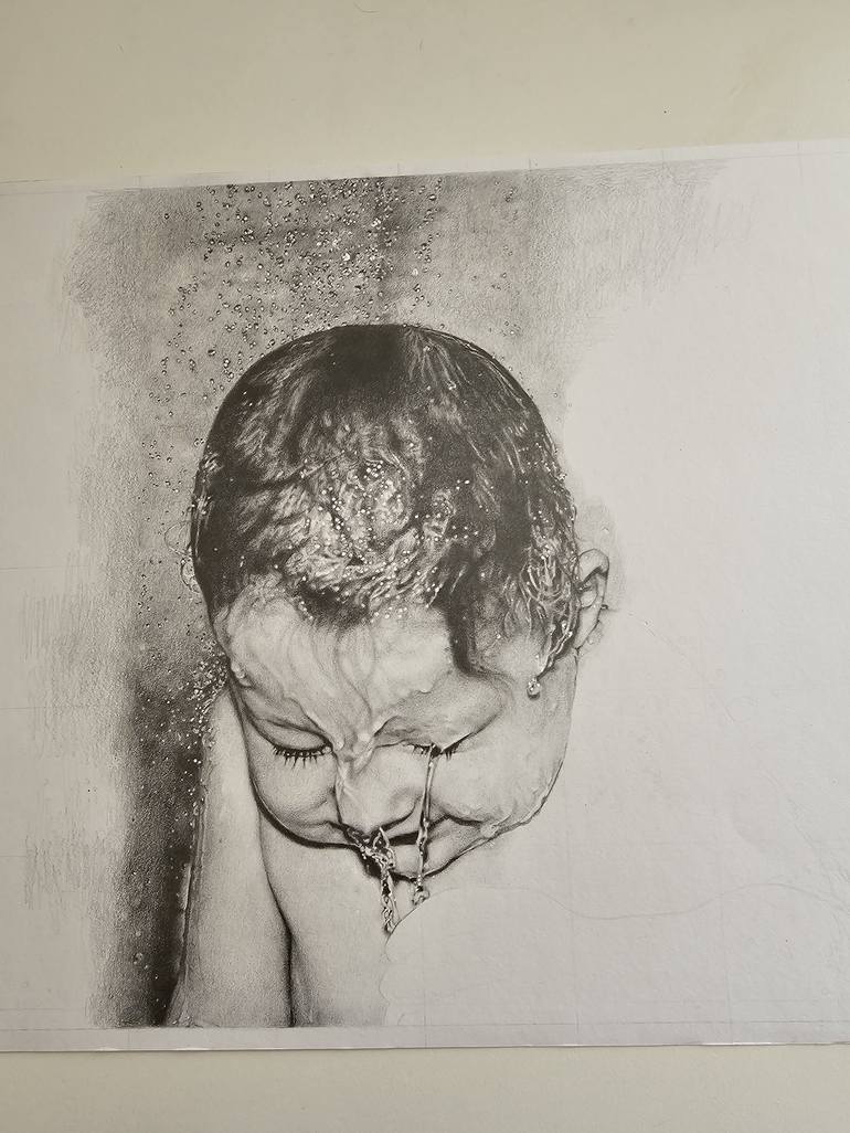 Original Photorealism Children Drawing by Olena Zhyhaltsova