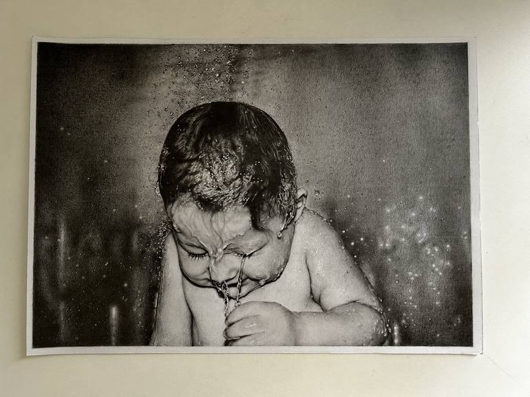 Original Photorealism Children Drawing by Olena Zhyhaltsova