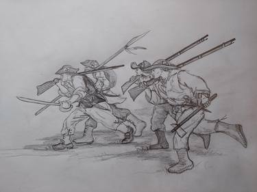 Original Art Nouveau Men Drawing by Jorge Perez-Rubio
