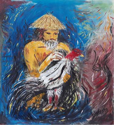 Original Abstract Expressionism Rural life Paintings by Uud Bharata