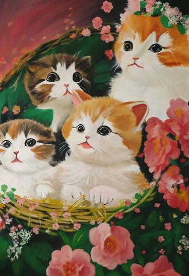 Original Cats Paintings by Arzha Chip