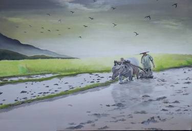 Original Folk Rural life Paintings by Arzha Chip