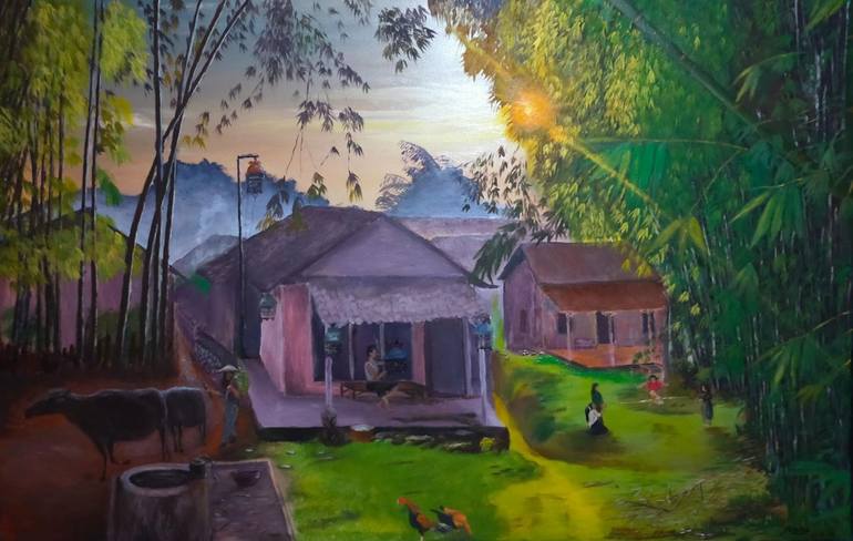 Original Rural life Painting by Arzha Chip