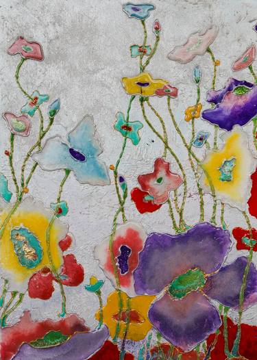 Original Abstract Floral Paintings by Khatuna Esaiashvili
