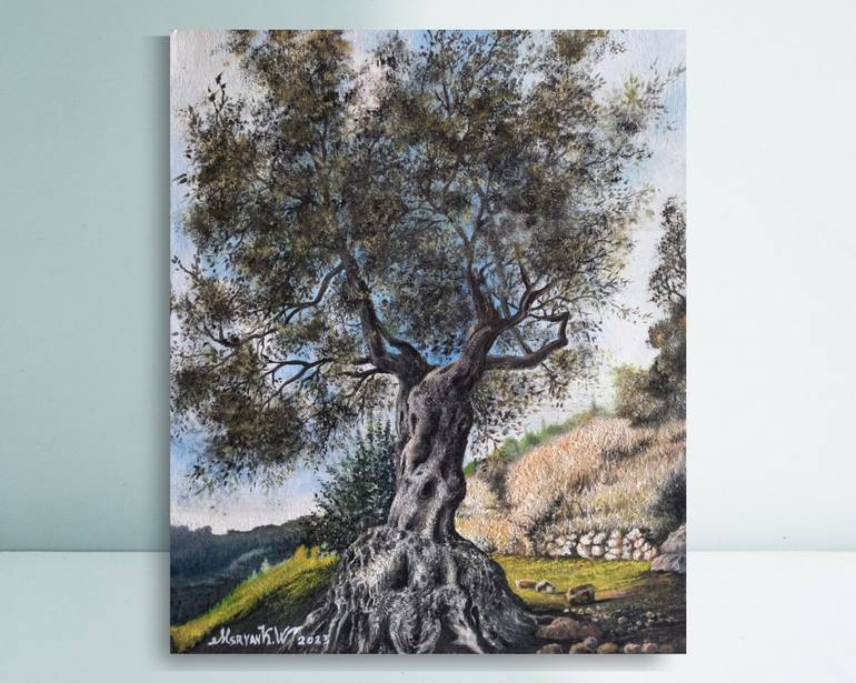 Original Realism Tree Painting by KAREN Msryan