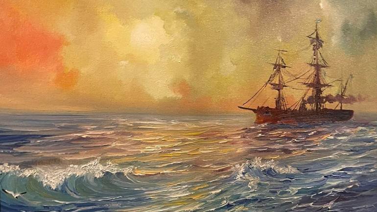 Original Sailboat Painting by KAREN Msryan