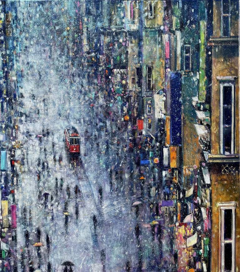 Original Impressionism Cities Painting by Emil Aziz