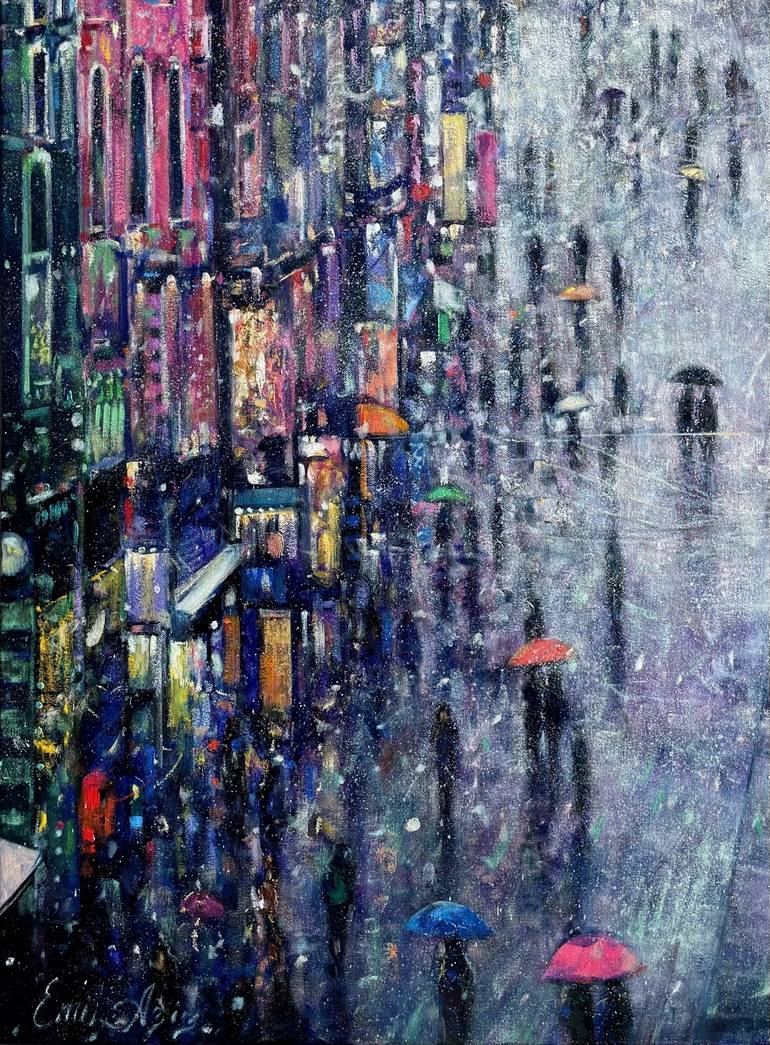 Original Impressionism Cities Painting by Emil Aziz