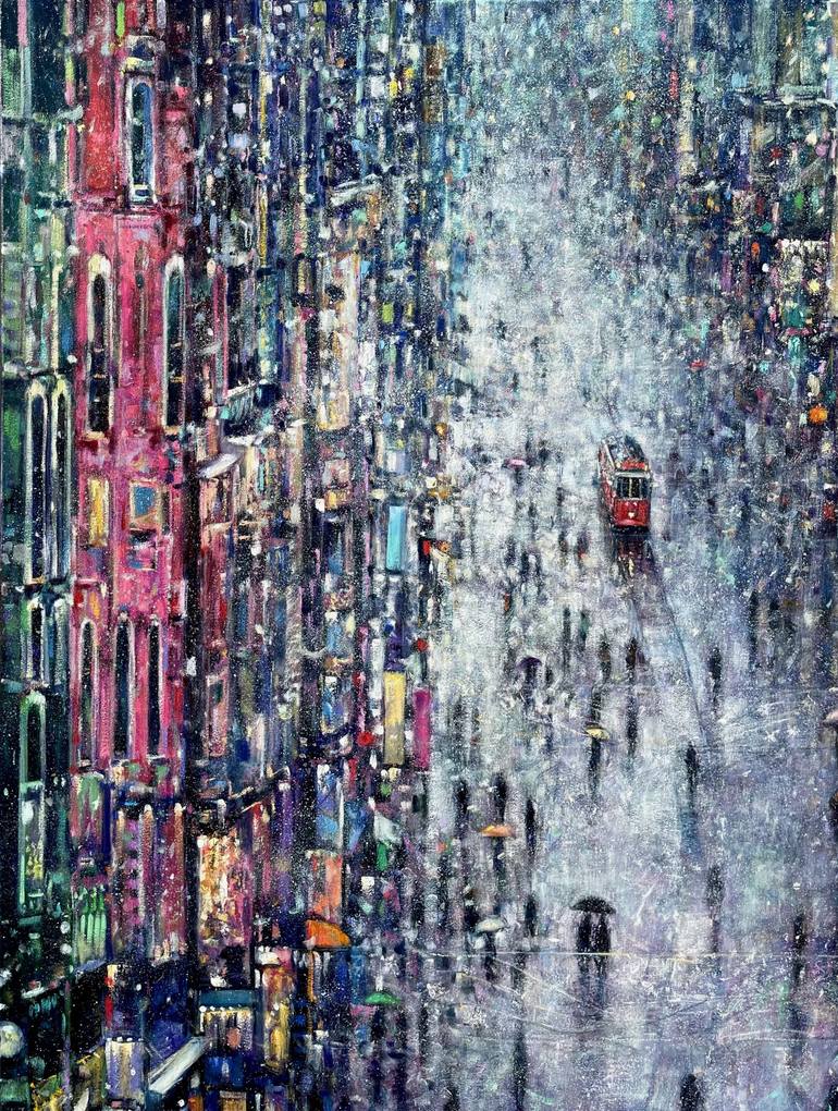 Original Impressionism Cities Painting by Emil Aziz