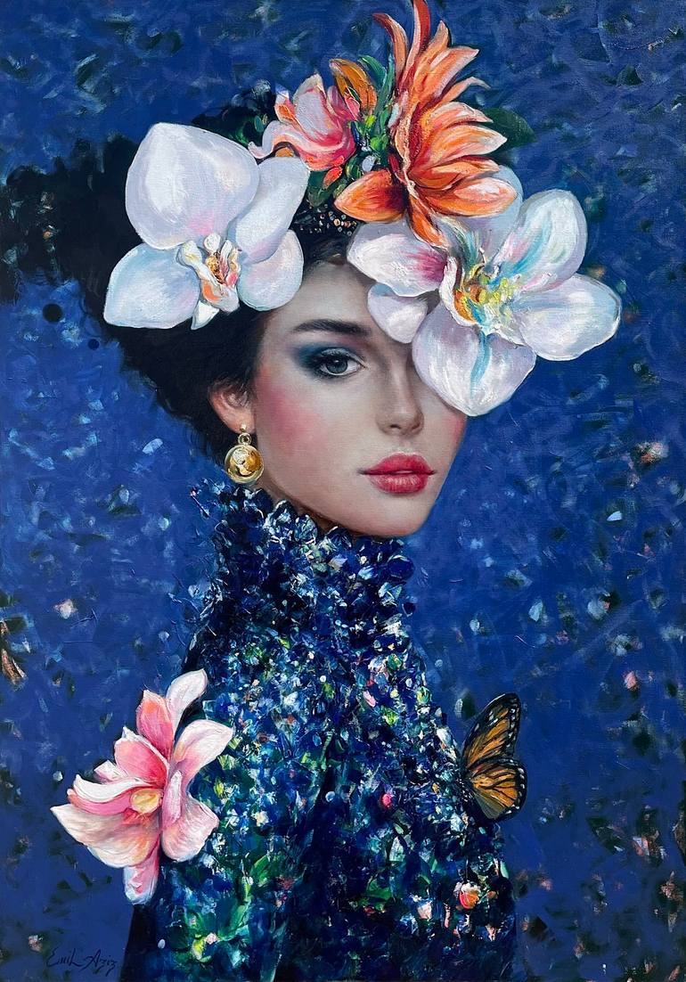Original People Painting by Emil Aziz | Impressionism Art on Canvas | Scent of a Woman