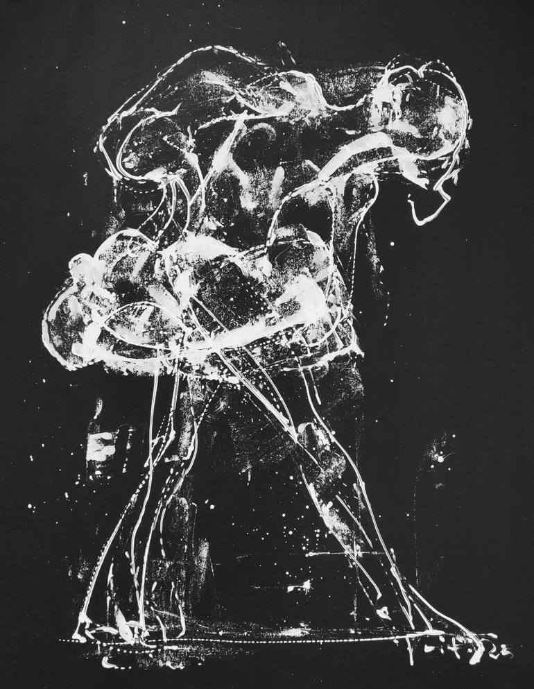 Original People Painting by Viktor Voit | Contemporary Art on Paper | The little ballerina.