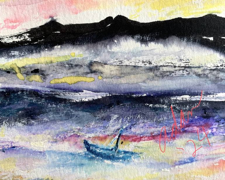 Original Post-impressionism Seascape Painting by Felipe Adan Lerma