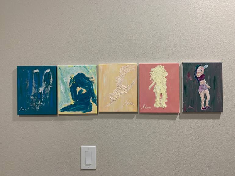 Original Abstract People Painting by Felipe Adan Lerma